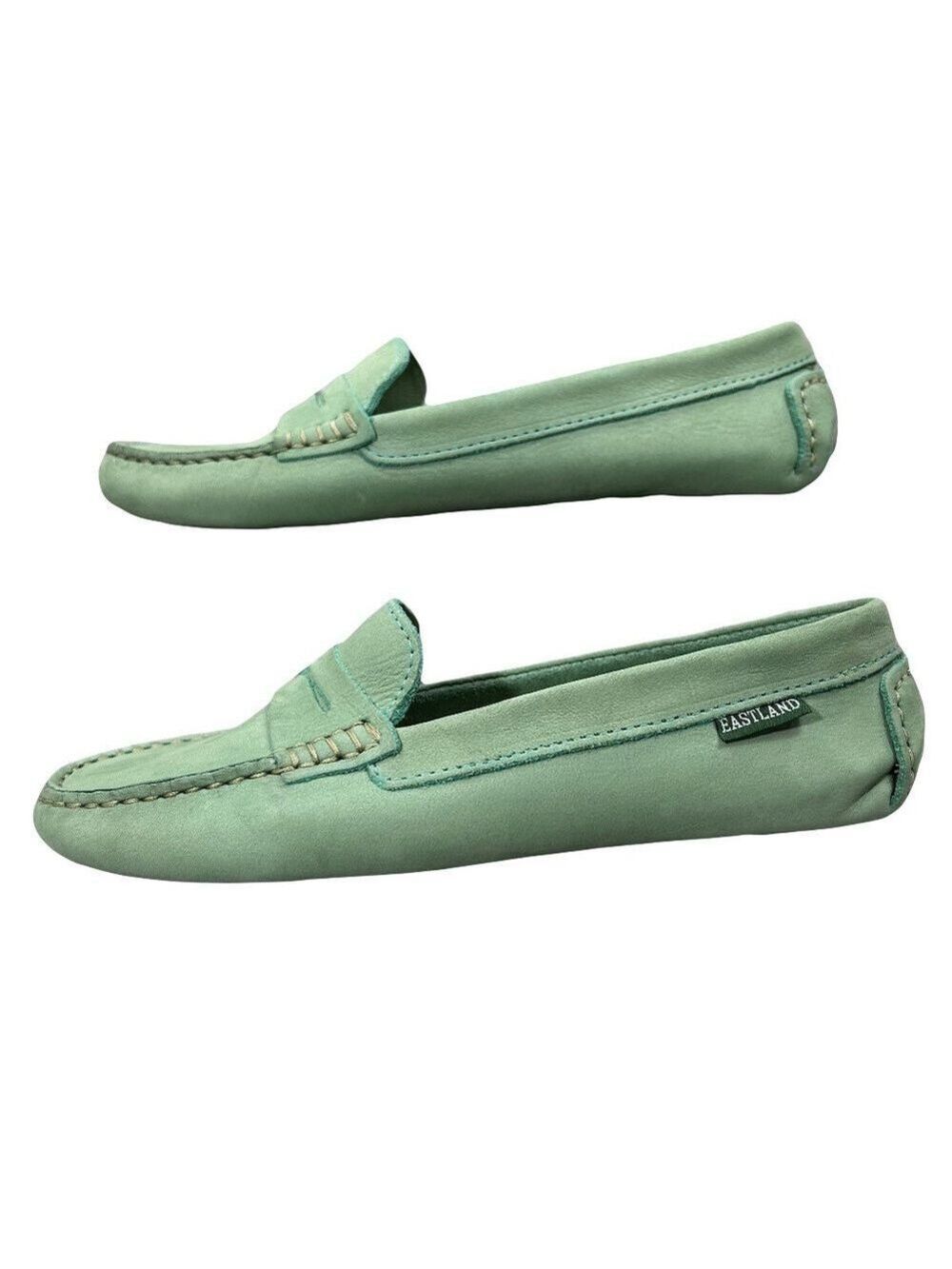 Eastland Patricia Mint Green Leather Driving Mocs Loafers Shoes Size 6.5